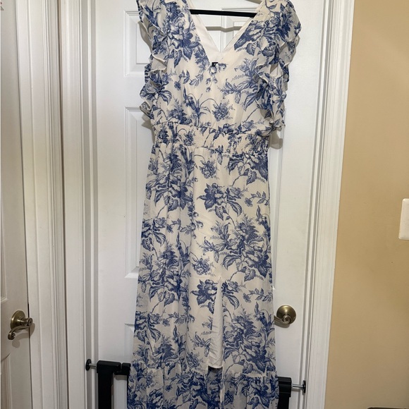 Express Dresses & Skirts - Express Cream and Blue Floral Maxi Dress